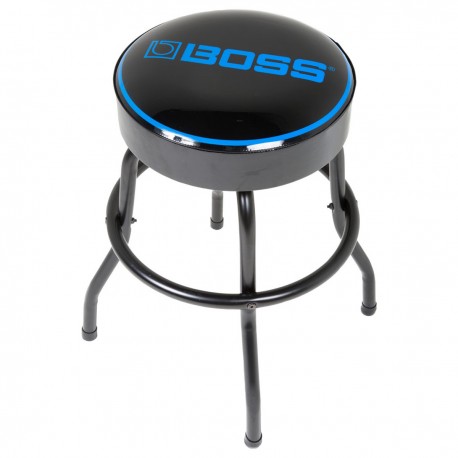 Banco Taburete c/asiento giratorio color negro - Logo Boss color azul 24" altura-CasadelMusico-Instrumentos Musicales