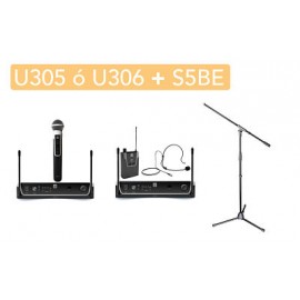 Sistema Inalambrico U305 ó U306 + Stand para Micrófono con Boom S5BE-CasadelMusico-Audio y Video