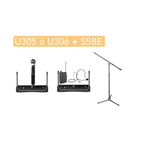 Sistema Inalambrico U305 ó U306 + Stand para Micrófono con Boom S5BE-CasadelMusico-Audio y Video