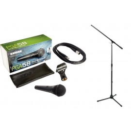 Microfono Con Cable Y Pedestal Shure  Pga58-Bts-CasadelMusico-Audio y Video