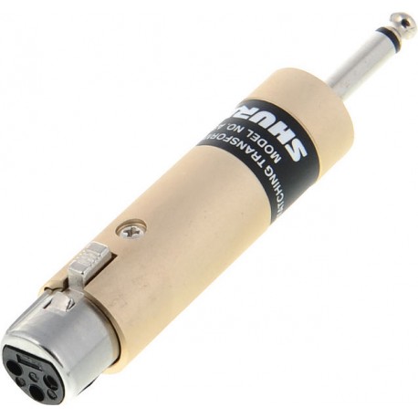 Transformador Shure A85F Baja Impedancia (hembra XLR) a Alta Impedancia (plug de 1/4").-CasadelMusico-Audio y Video