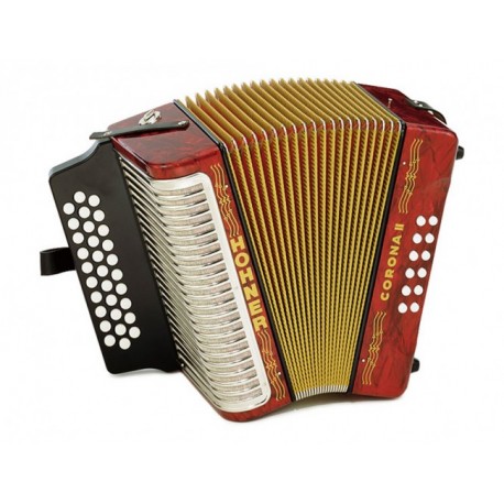Acordeón Rojo Hohner Corona II Diatonico Sol-do-fa A5623S-CasadelMusico-
