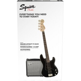 Paquete bajo fender affinity series precision bass pj pack 120 v negro-CasadelMusico-