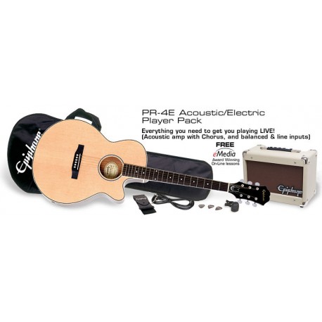 Paquete Guitarra Electro Acustica Epiphone PR4E Natural-CasadelMusico-