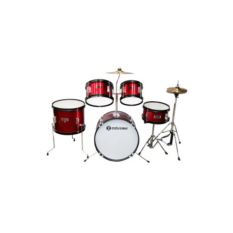 Batería Junior Roja 5 Piezas Century Aros Negros-CasadelMusico-
