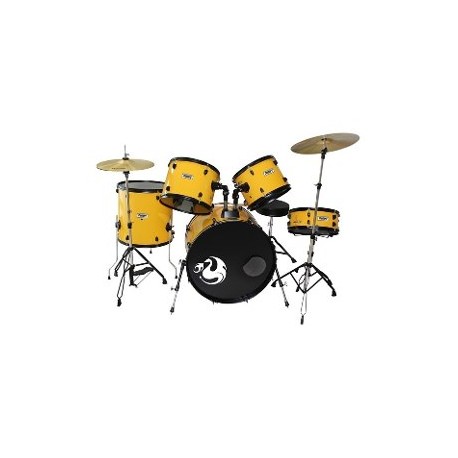 BATERIA JUNIOR AMARILLO 5PZAS AROS NEGROS EXTREME-CasadelMusico-