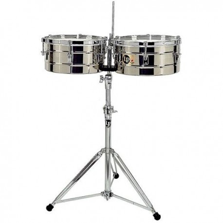 Timbales LP 14"/15" Cromado con Atril Soporte para cencerro LP257S-CasadelMusico-