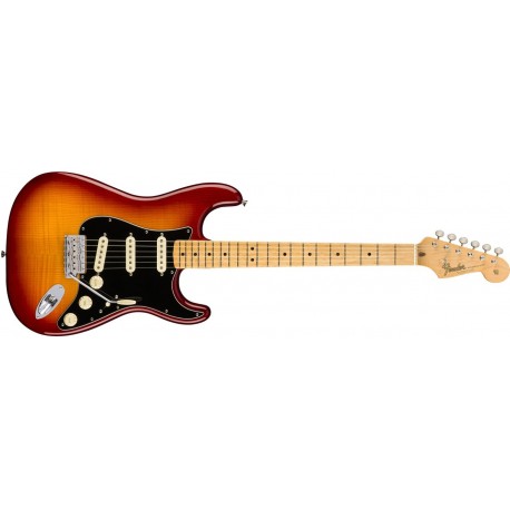 GUITARRA ELECTRICA FENDER RARITIES FLAME ASH TOP STRATOCASTER RED BURST-CasadelMusico-