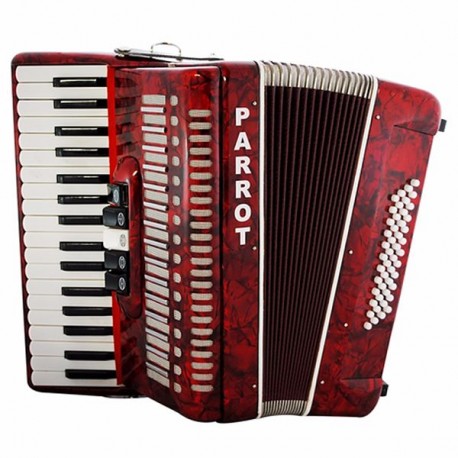 Acordeon Parrot 1307RD Rojo 34 teclas 48 bajos-CasadelMusico-