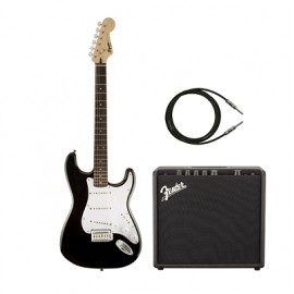 Amplificador Fender Mustang LT25 + Cable de Plug a Plug de 3 metros Rapco Stage + Guitarra Fender Sq Bullet Strat Ht Hss Negra-C