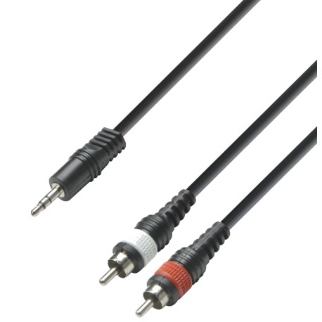 Cable de 3.5mm estereo a 2 RCA de 1 metro Adam Hall Reforzado-CasadelMusico-Accesorios y Souevenirs