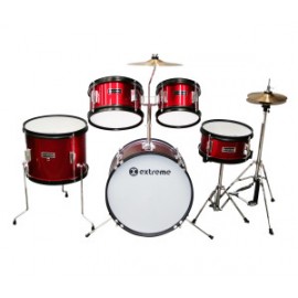 Batería Junior Roja 5 Piezas Century Aros Negros-CasadelMusico-