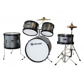 BATERIA JUNIOR 5 PZAS PLATA AROS NEGROS EXTREME-CasadelMusico-