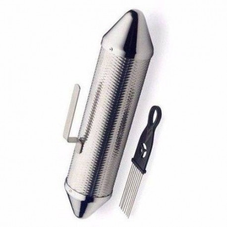 GUIRO METALICO CON RASPADOR Y BALINES ADENTRO-CasadelMusico-