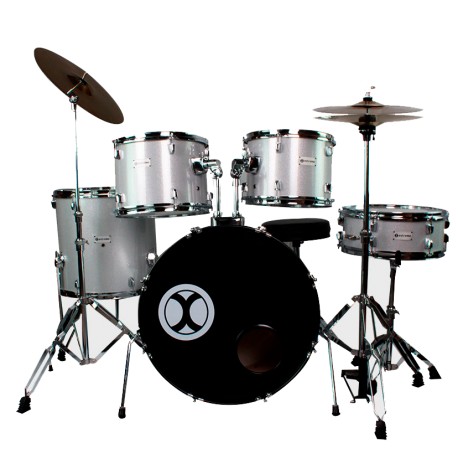 BATERIA PROFESIONAL PLATA SPARKLE 5PZAS ARO CLR CROMO EXTREME-CasadelMusico-